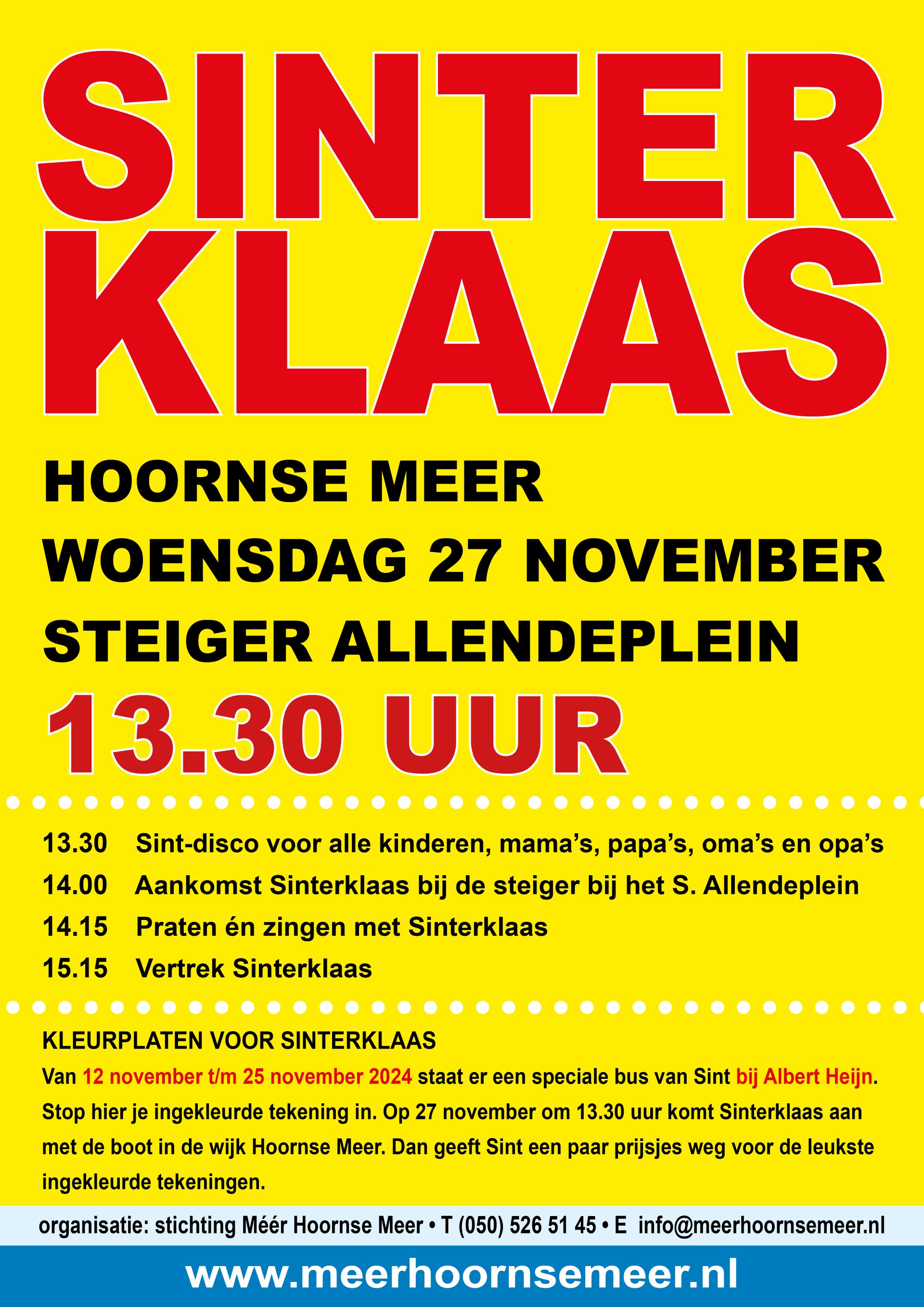 poster Sinterklaas Hoornse Meerr 27 november 2024